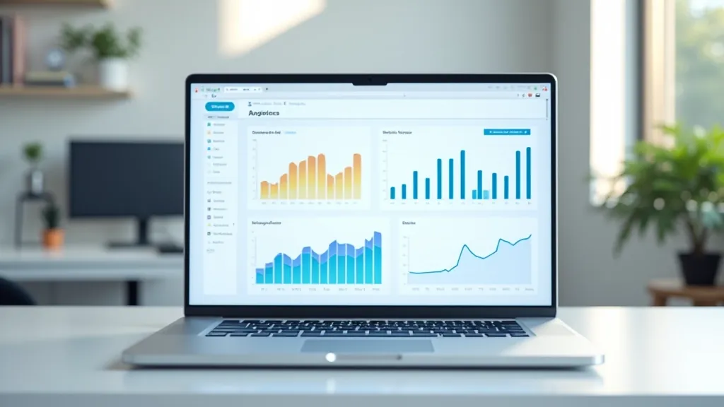 Notebook s grafy cen a analytickými daty na displeji